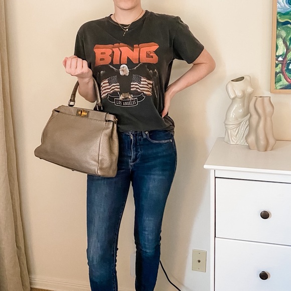 Fendi Medium Gray Leather Selleria Peekaboo Bag - Picture 14 of 14